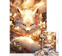 Puzzle per adolescenti da 1000 pezzi decorazione da parete con volpe bianca in fiore regali di Babbo Natale segreto giochi divertenti attività divertenti da fare a casa dimensioni 38x52cm