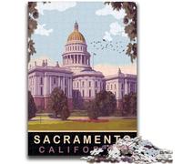 Puzzle per adolescenti da 1000 pezzi del Campidoglio dello Stato di Sacramento, difficili e stimolanti, con poster abbinato e foglio di quiz per bambini dai 14 anni (dimensioni 38x26cm)