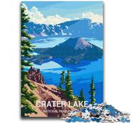 Puzzle per adolescenti da 1000 pezzi del Parco nazionale del lago Crater, difficili e stimolanti, con poster abbinato e foglio di quiz per bambini dai 14 anni (dimensioni 50x70cm)