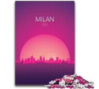 Puzzle per adolescenti da 1000 pezzi di Milano, Italia, difficili e stimolanti, con poster abbinato e foglio di quiz per età 14 anni (dimensioni 38x52cm)