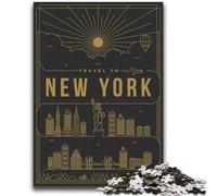 Puzzle per adolescenti da 1000 pezzi di New York City, difficili e stimolanti, con poster abbinato e foglio di quiz per bambini dai 14 anni (dimensioni 38x52cm)