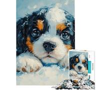 Puzzle per adolescenti da 1000 pezzi Dolce Cavalier King Charles Spaniel nella neve (无 Puzzle per adulti Gioco rompicapo Analisi e logica Regali per amici e familiari (Dimensioni 38x52cm)