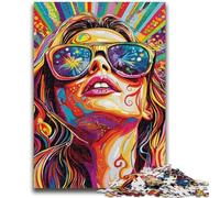 Puzzle per adolescenti da 1000 pezzi, donna con gli occhiali, aiuta il cervello a esercitare i giocattoli che creano dipendenza per coltivare la pazienza, decorazione da parete 26x38cm