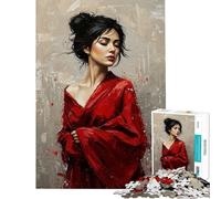 Puzzle per adolescenti da 1000 pezzi Donna in kimono rosso Puzzle per adolescenti Gioco pratico Divertimento per passare il tempo a casa (Dimensioni 50x75cm)