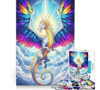 Puzzle per adolescenti da 1000 pezzi: Drago alato nel cielo giocattolo antistress sfida impegnativa per rafforzare l'amore tra le coppie 38x26cm