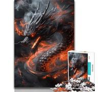 Puzzle per adolescenti da 1000 pezzi, drago cinese nero, giocattolo educativo antistress, ideale come regalo per tutta la famiglia, 38x26cm