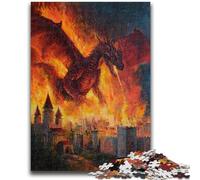 Puzzle per adolescenti da 1000 pezzi, drago di fuoco, puzzle per adulti, per ammazzare il tempo durante le vacanze, con pezzi completamente interconnessi e di forma casuale (26x38cm)