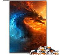 Puzzle per adolescenti da 1000 pezzi Drago di ghiaccio e fuoco, adatto a persone dai 14 anni in su, giochi educativi, regali di Babbo Natale segreto (dimensioni 50x75cm)