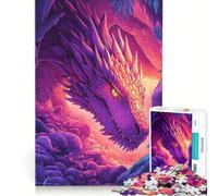 Puzzle per adolescenti da 1000 pezzi: Drago viola nella caverna gioco rompicapo attività divertenti da fare a casa regalo per donne 38x26cm