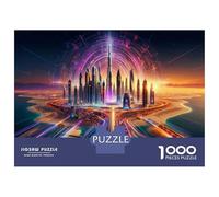 Puzzle Per Adolescenti Da 1000 Pezzi Dubai Cityscape at Sunset Puzzle Per Adolescenti Gioco Per Famiglie Sfida Difficile Regali Unici Per Compleanno E Natale 52x38cm/1000pcs