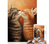 Puzzle per adolescenti da 1000 pezzi,due gatti che si baciano,giocattolo,decorazione da parete,regalo divertente,gioco rompicapo,migliora l'amore tra coppie,dimensioni 38x52cm
