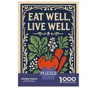 Puzzle Per Adolescenti Da 1000 Pezzi Eat Well, Live Well Illustration Puzzle Per Adulti Giocattolo Decorazione Da Parete Regalo Decorativo Perfetto Per Amici E Familiari 70x50cm/1000pcs
