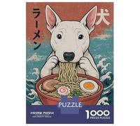 Puzzle Per Adolescenti Da 1000 Pezzi English Bull Terrier Eating Ramen Puzzle Per Adulti Giocattolo Decorazione Da Parete Sfida Difficile Per È Ideale Come Regalo 70x50cm/1000pcs