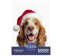 Puzzle Per Adolescenti Da 1000 Pezzi English Cocker Spaniel Dog with Santa Hat Puzzle Per Adulti Giochi Rilassanti Sfida Difficile Interazione Genitore-figlio 70x50cm/1000pcs