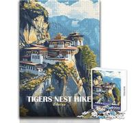 Puzzle per adolescenti da 1000 pezzi, escursione nel nido delle tigri, divertimento in famiglia e serata di giochi in Bhutan, idee regalo per il divertimento in famiglia, dimensioni 38x26cm