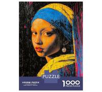 Puzzle Per Adolescenti Da 1000 Pezzi Expressionist Girl with A Pearl Earring - Bold Contemporary Art Reinterpretation Puzzle Per Adulti Giocattolo Decorazione Da Parete Taglio Di Precisione Regali Uni