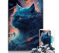 Puzzle per adolescenti da 1000 pezzi fantasioso gatto Maine Coon 1000 pezzi per adolescenti con poster abbinato e foglio di quiz per età dai 14 anni in su 75x50cm