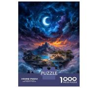 Puzzle Per Adolescenti Da 1000 Pezzi Fantasy Floating Island Under Crescent Moon Puzzle Per Adulti Giochi Rilassanti Sfida Difficile Interazione Genitore-figlio 38x26cm/1000pcs