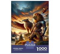 Puzzle Per Adolescenti Da 1000 Pezzi Fantasy Lion Warrior with Eagle Puzzle Per Adolescenti Giochi Rilassanti Corsa Di Velocità Manuale Per È Ideale Come Regalo 38x26cm/1000pcs