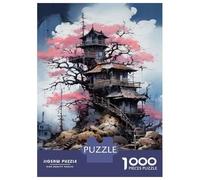 Puzzle Per Adolescenti Da 1000 Pezzi Fantasy Treehouse with Pink Blossoms Puzzle Per Adulti Giocattolo Decorazione Da Parete Regali Per Donne Divertimento A Casa Attività, 70x50cm/1000pcs