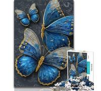 Puzzle per adolescenti da 1000 pezzi, farfalla blu bellissima, antistress, sfida difficile, ogni pezzo è unico, gioco divertente e stimolante per tutta la famiglia, 50x75cm