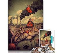 Puzzle per adolescenti da 1000 pezzi, farfalle e gatti inquinati, giocattolo educativo intellettuale decomprimente, gioco educativo per compleanno, Natale, 75x50cm