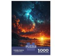 Puzzle Per Adolescenti Da 1000 Pezzi Fiery Sunset Over Ocean Puzzle Per Adulti Gioco Rompicapo Decorazione Per La Casa Interazione Genitore-figlio 52x38cm/1000pcs