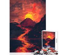 Puzzle per adolescenti da 1000 pezzi fiume di lava tramonto minimalista giocattoli antistress idee regalo gioco pratico riduzione dello stress interessante dimensioni 38x26cm