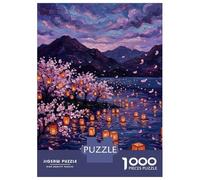 Puzzle Per Adolescenti Da 1000 Pezzi Floating Lanterns Under Cherry Blossoms Puzzle Per Adulti Giochi Divertenti Un'opera D'arte Interazione Genitore-figlio 70x50cm/1000pcs