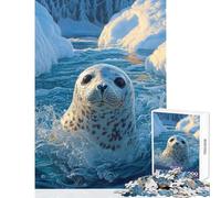 Puzzle per adolescenti da 1000 pezzi foca giocosa nelle gelide acque artiche splendida arte della fauna selvatica giocattoli fai da te fantastici regali e giocattoli giochi per famiglie migliorare