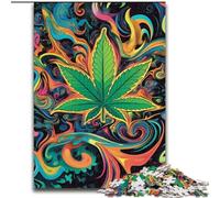 Puzzle per adolescenti da 1000 pezzi, foglie di cannabis, giocattoli educativi ideali come regalo per tutta la famiglia (dimensioni 50x75cm)