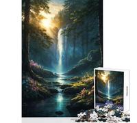 Puzzle per adolescenti da 1000 pezzi foresta cascata tramonto giocattolo educativo idee regalo gioco educativo migliora l'amore tra coppie dimensioni 50x75cm