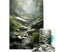 Puzzle per adolescenti da 1000 pezzi foresta nebbiosa ruscello natura puzzle per adulti gioco pratico regalo per donne ideale come regalo per tutta la famiglia (dimensioni 38x26cm)