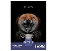 Puzzle Per Adolescenti Da 1000 Pezzi Fox with Coffee Puzzle Per Adulti Giocattolo Decorazione Da Parete Analisi E Logica Gioco Stimolante Regali 70x50cm/1000pcs