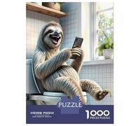 Puzzle Per Adolescenti Da 1000 Pezzi Funny Sloth in Toilet Puzzle Per Adulti Gioco Rompicapo Decorazione Per La Casa Interazione Genitore-figlio 38x26cm/1000pcs