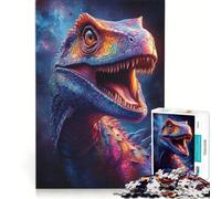 Puzzle per adolescenti da 1000 pezzi: Galactic Raptor Roar ︰ Dinosauro Arcobaleno, Giocattolo antistress, Sfida impegnativa, Migliora l'amore tra le coppie 38x52cm