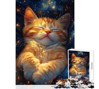 Puzzle per adolescenti da 1000 pezzi Gattino addormentato nello spazio Giocattolo educativo Ottimi regali e giocattoli Gioco per famiglie Sfida educativa Dimensioni 38x52cm