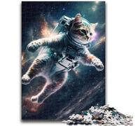 Puzzle per adolescenti da 1000 pezzi, gatto astronauta nello spazio, per bambini dai 14 anni in su, interessanti regali per ridurre lo stress per amici e familiari, 50x75cm