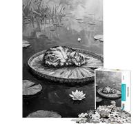 Puzzle per adolescenti da 1000 pezzi Gatto che sonnecchia su una ninfea Un'opera d'arte che stimola la mente ideale per la casa per rilassarsi e giocare Adatto a persone dai 14 anni in su (38x26cm)