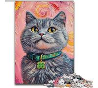 Puzzle per adolescenti da 1000 pezzi Gatto felice, giocattoli educativi per imparare, attività divertenti a casa, regalo di compleanno, regali da viaggio 38x26cm