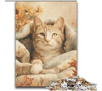 Puzzle per adolescenti da 1000 pezzi Gatto felice, giocattolo educativo intellettuale decomprimente, gioco educativo per compleanno, Natale 38x52cm