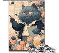 Puzzle per adolescenti da 1000 pezzi, gatto insegnante, apprendimento educativo, ideale come regalo per tutta la famiglia dimensioni 50x75cm