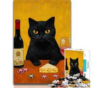Puzzle per adolescenti da 1000 pezzi Gatto nero in città, giocattoli educativi per imparare, attività divertenti da fare a casa, regalo di compleanno, regali da viaggio (75x50cm)