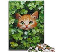Puzzle per adolescenti da 1000 pezzi Gatto tra le foglie verdi per bambini dai 14 anni in su Gioca perché è l'ideale come regalo per tutta la famiglia 50x75cm