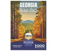 Puzzle Per Adolescenti Da 1000 Pezzi Georgia Road Trip Travel Poster Puzzle Per Adulti Giochi Rilassanti Sfida Difficile Interazione Genitore-figlio 70x50cm/1000pcs