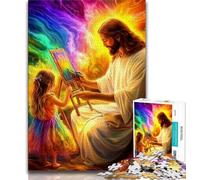 Puzzle per adolescenti da 1000 pezzi Gesù e la bambina puzzle per adulti antistress sfida difficile regali di Babbo Natale segreto 75x50cm