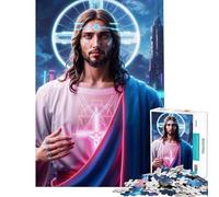 Puzzle per adolescenti da 1000 pezzi Gesù nell'era del neon Aiuta ad allenare il cervello decorazione per la casa giochi rilassanti Adatto a persone dai 14 anni in su (38x52cm)