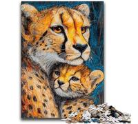 Puzzle per adolescenti da 1000 pezzi, Ghepardo della prateria, analisi e logica con pezzi completamente interconnessi di forma casuale, per bambini dai 14 anni in su, 50x75cm