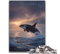 Puzzle per adolescenti da 1000 pezzi, giocattoli educativi a forma di balena blu che salta, giochi antistress adatti per la decorazione della scrivania, 50x75cm