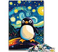 Puzzle per adolescenti da 1000 pezzi, giocattoli educativi a forma di pinguino con cielo notturno, giochi antistress adatti per la decorazione della scrivania, 26x38cm